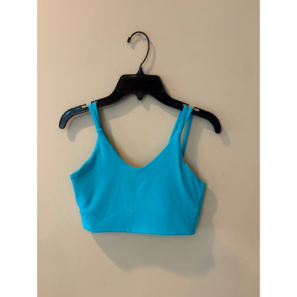 Athleta Girl Cyan Blue V-Neck Multi-Strap Racerback Sports Bra Size L 12